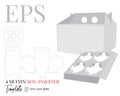 Muffin box die cut template with inserter inside, vector Royalty Free Stock Photo