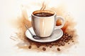 Mug aroma coffee background breakfast drink beverage caffeine brown espresso cafe cup hot Royalty Free Stock Photo