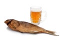 Mug of beer and dried fish Royalty Free Stock Photo