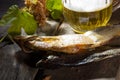 Mug of beer and dried fish Royalty Free Stock Photo
