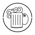 Mug of beer with foam icon on the white background