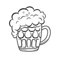 Mug of beer with foam. Vector outline icon. Glass mug with drink Royalty Free Stock Photo