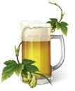 Beer mug, hops, vector Royalty Free Stock Photo