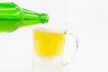 Mug beer, pouring a large lager beer in mug glasses beer Royalty Free Stock Photo