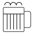 Mug of beer thin line icon. Jug of beer with foam chopsticks vector illustration isolated on white. Glass of beer Royalty Free Stock Photo