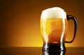 Mug of beer on a yellow Royalty Free Stock Photo