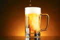 Mug of beer on a yellow Royalty Free Stock Photo