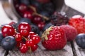 Mug with berries, still life Royalty Free Stock Photo