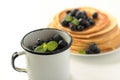 Mug with blueberries fruits