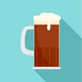 Mug of brown beer icon, flat style