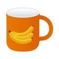 Mug ceramic mockup with bananas healthy food