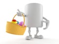 Mug character holding basket with easter egg Royalty Free Stock Photo