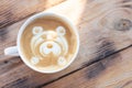Mug of coffee with a bear pattern. Royalty Free Stock Photo