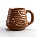 Pyramid Brown Mug With Triangles - Octane Render Style