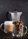 Mug of Coffee Flavored Candy Coated Popcorn Royalty Free Stock Photo