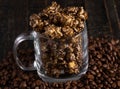 Mug of Coffee Flavored Candy Coated Popcorn Royalty Free Stock Photo