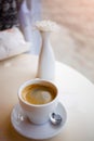 Mug with coffee stand on the table.