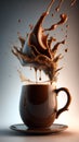 Mug with coffee ,woth big splash above. Book covers, notebook covers, posters, commercials