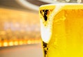 Mug of cold beer close-up view Royalty Free Stock Photo