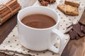 Mug filled with homemade hot chocolate, cookie with spice Royalty Free Stock Photo