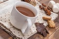 Mug filled with homemade hot chocolate, marshmallow with spice Royalty Free Stock Photo