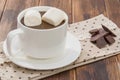 Mug filled with homemade hot chocolate and marshmallow Royalty Free Stock Photo