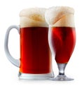 Mug of frosty dark red beer with foam Royalty Free Stock Photo