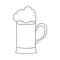 A mug with a frothy drink. Foam beer in a mug, an empty outline isolated on a white background