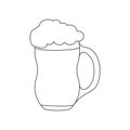 A mug with a frothy drink. Foam beer in a mug, an empty outline isolated on a white background Royalty Free Stock Photo