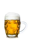 Mug full of fresh beer isolated on white Royalty Free Stock Photo