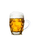 Mug full of fresh beer isolated on white Royalty Free Stock Photo