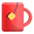 Mug of hot tea icon, cartoon style Royalty Free Stock Photo