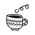 Mug I with pattern of dots and waves with steam in style of doodles