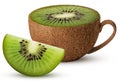 Mug of kiwi fruit and slice Royalty Free Stock Photo