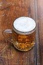 Mug, lager, beer, foam, wooden table, pub, Oktoberfest, German b