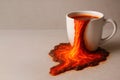 A mug of lava instead of coffee. Space for text. Royalty Free Stock Photo