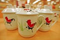 Mug and Lid with Red Rooster painted