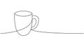 Mug one line continuous drawing. Kitchen tools continuous one line illustration. Vector minimalist linear illustration. Royalty Free Stock Photo