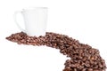 Mug and path coffee beans Royalty Free Stock Photo