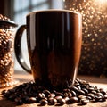 Mug with roasted coffee beans