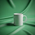 Mug\'s smooth surface and casts soft shadows on the fabric, enhancing the Royalty Free Stock Photo