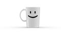 Mug smiled mock up isolated whit smile happy on light white background. Cup 3D illustration render