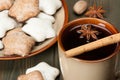 Mug Of Tea Or Coffee. Spices. Gingerbread Star