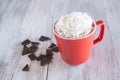 Mug Of Winter Hot Chocolate Beverage With Whipped Cream