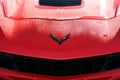 Mugello Circuit, Italy - 23 September 2021: detail of the logo on a Chevrolet Corvette in the Mugello Circuit Paddock, Italy Royalty Free Stock Photo