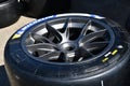 Mugello Circuit, Italy - 23 September 2022: Detail of racing alloy wheels con pneumatici Michelin. Italy