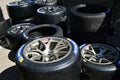 Mugello Circuit, Italy - 23 September 2022: Detail of racing alloy wheels con pneumatici Michelin. Italy