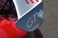 Mugello Circuit, Italy - 23 September 2021: detail of rear wing of a Porsche GT4 in the paddock of Mugello Circuit. Italy