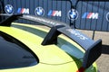 Mugello Circuit, IT, July 2021: Detail of Carbon fiber rear wing of the Safety Car BMW M4 Competition Coup in the paddock of the