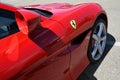 Mugello Circuit, July 2021: Detail of the rear view mirror of the Ferrari Portofino on display in the paddock of the Mugello Royalty Free Stock Photo